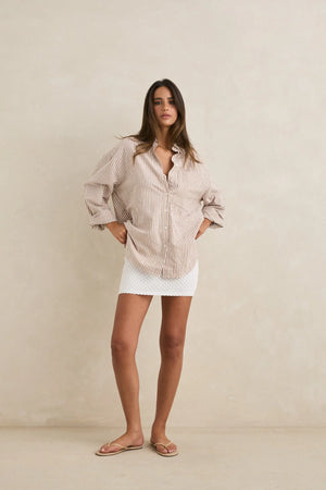 Rhythm Valley Stripe Oversized Shirt Tan