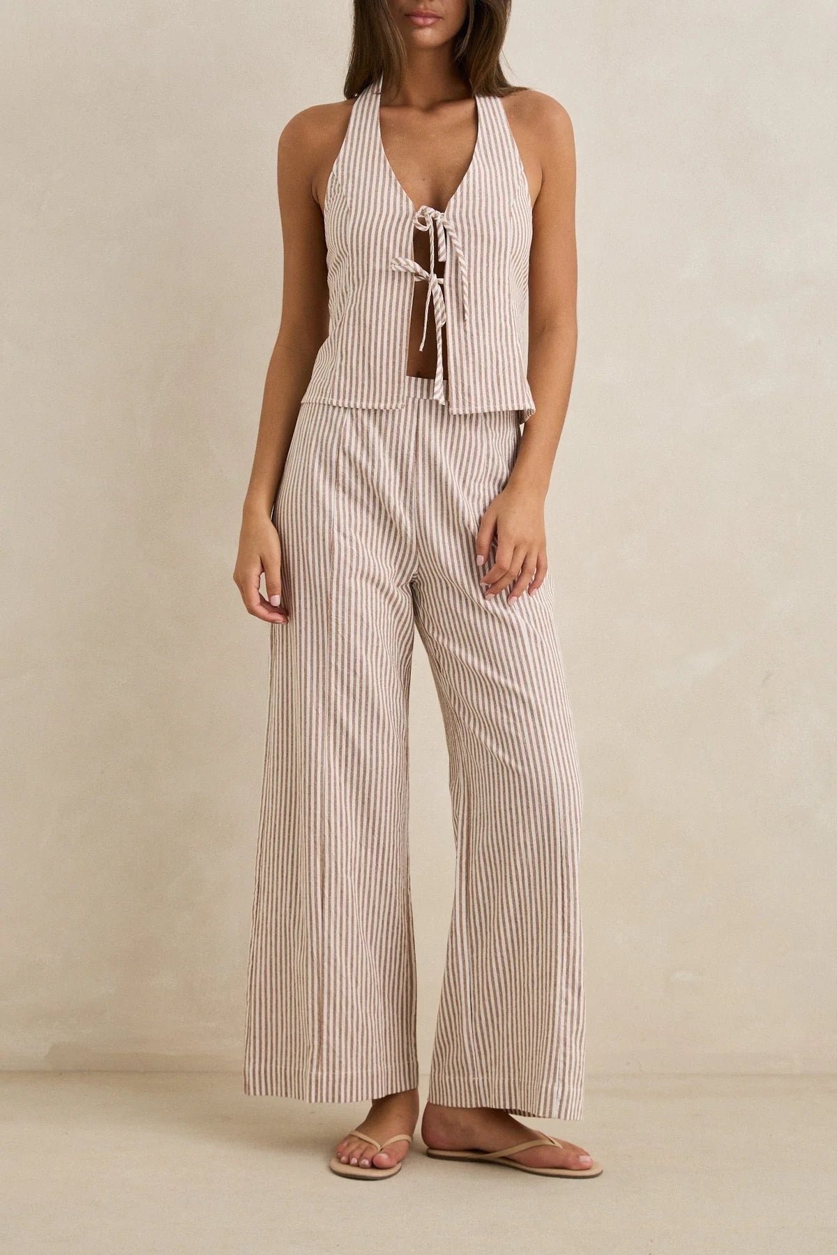 Rhythm Louise Wide Leg Pant Tan