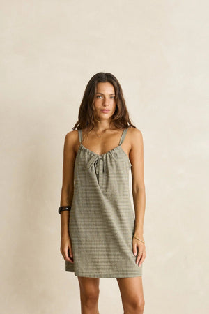 Rhythm Lenni Check Slip Dress Olive