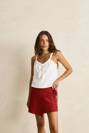 Rhythm Staple Tie Front Slip Top White