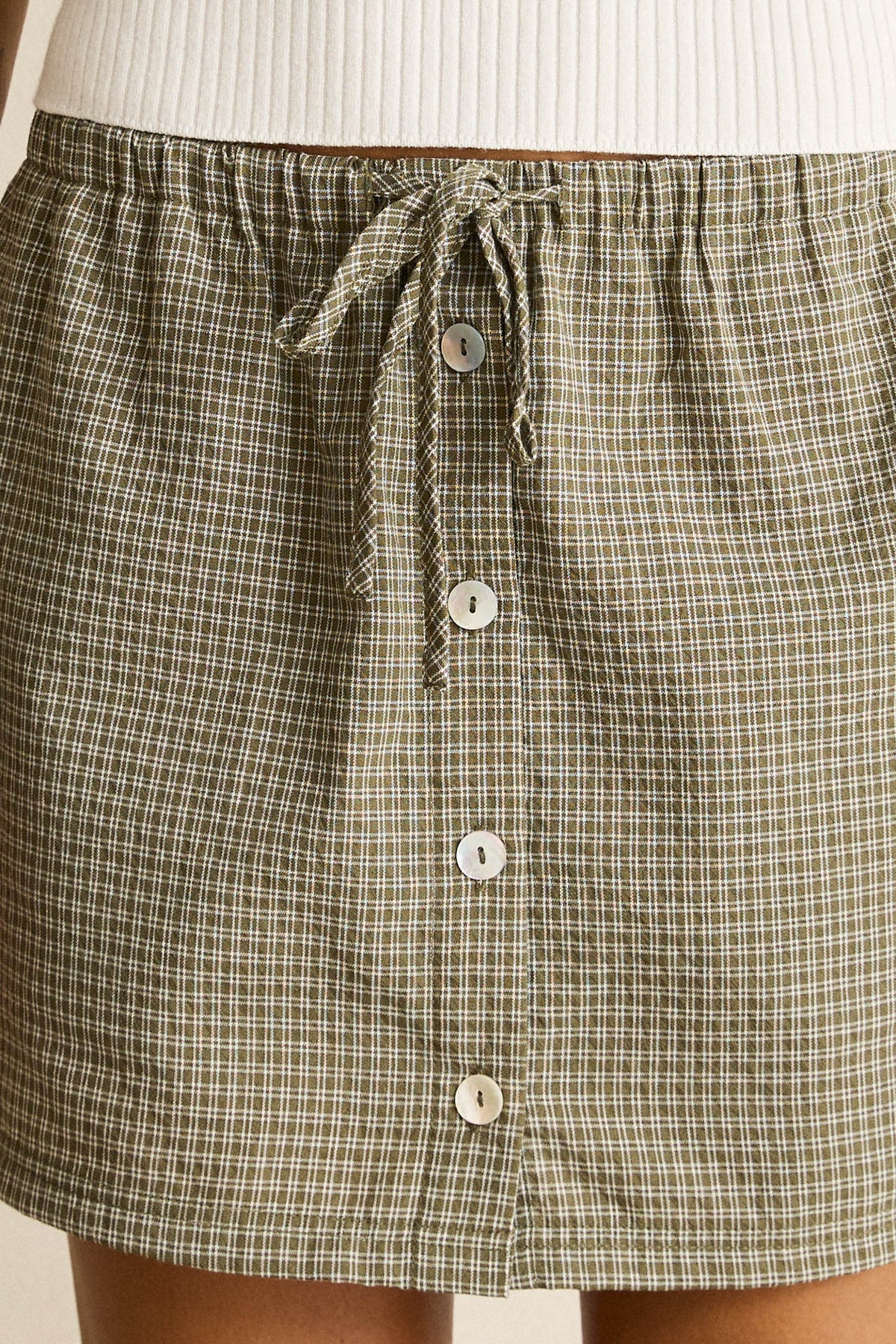 Rhythm Lenni Check Skort Olive