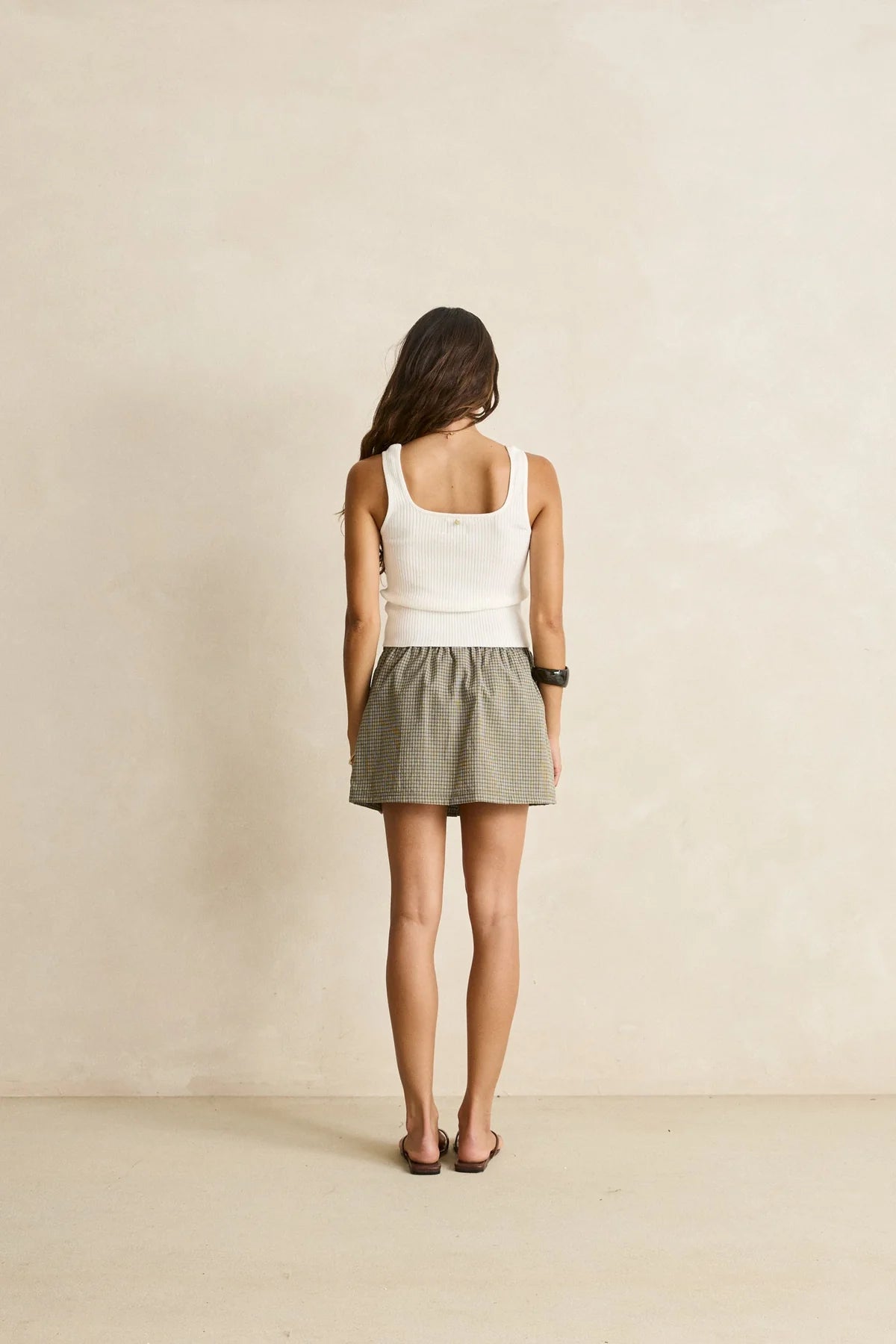 Rhythm Lenni Check Skort Olive