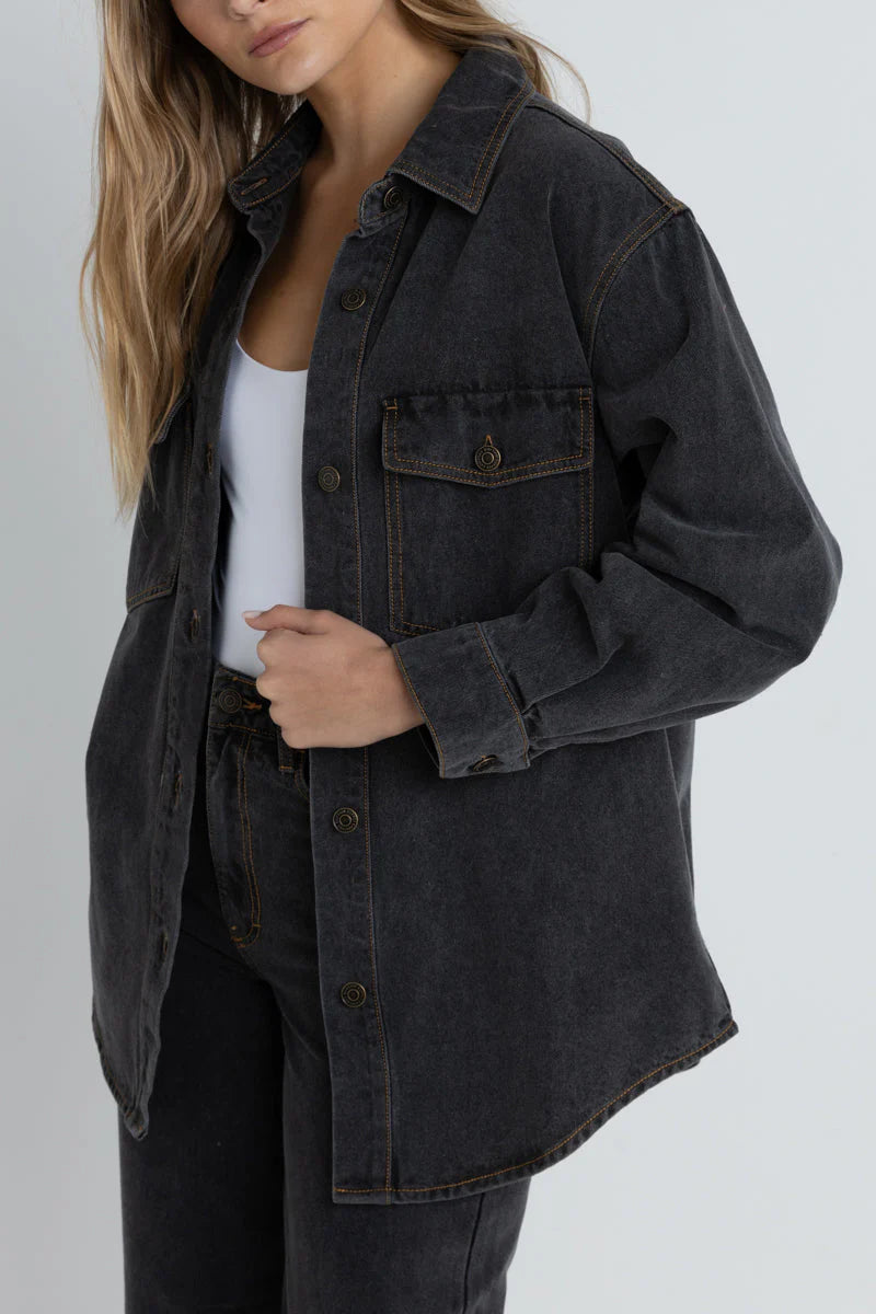 Rhythm Oversized Denim Shacket Grey
