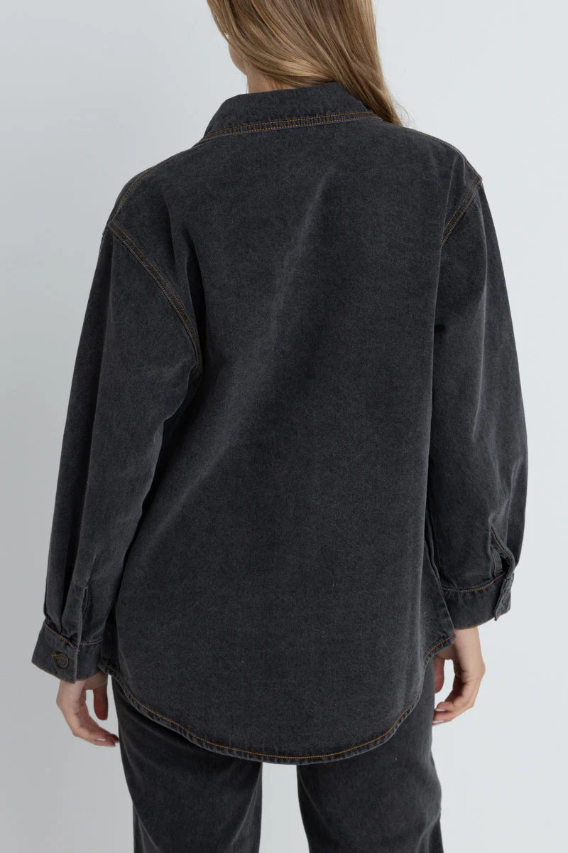 Rhythm Oversized Denim Shacket Grey