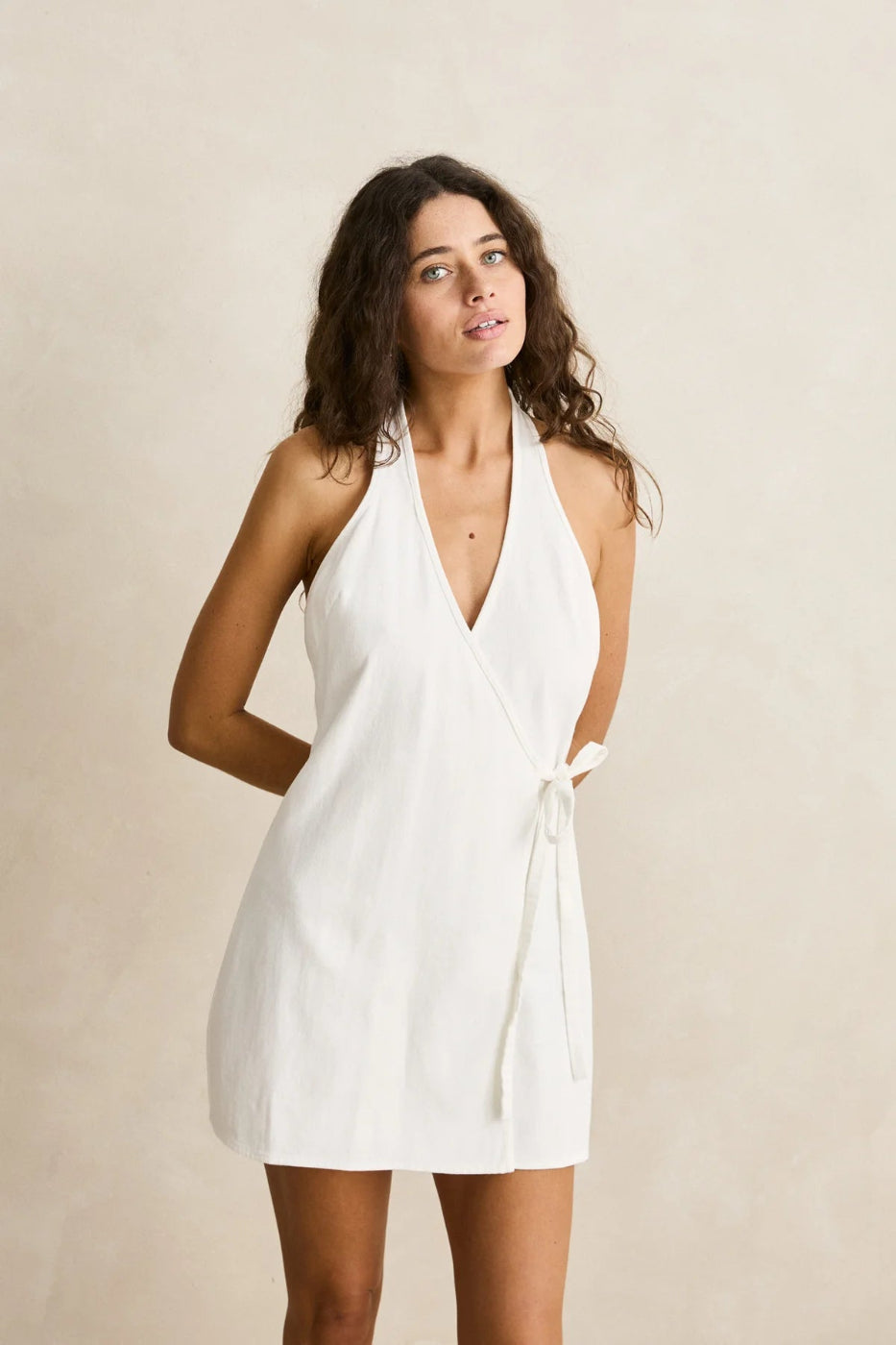Rhythm Louise Wrap Mini Dress White
