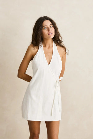 Rhythm Louise Wrap Mini Dress White