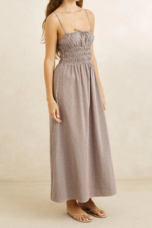 Rhtyhm London Check Midi Dress Chocolate