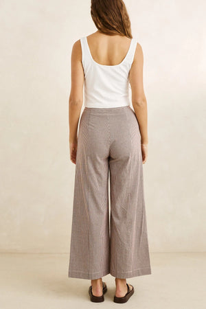 Rhythm London Check Wide Leg Pant Chocolate