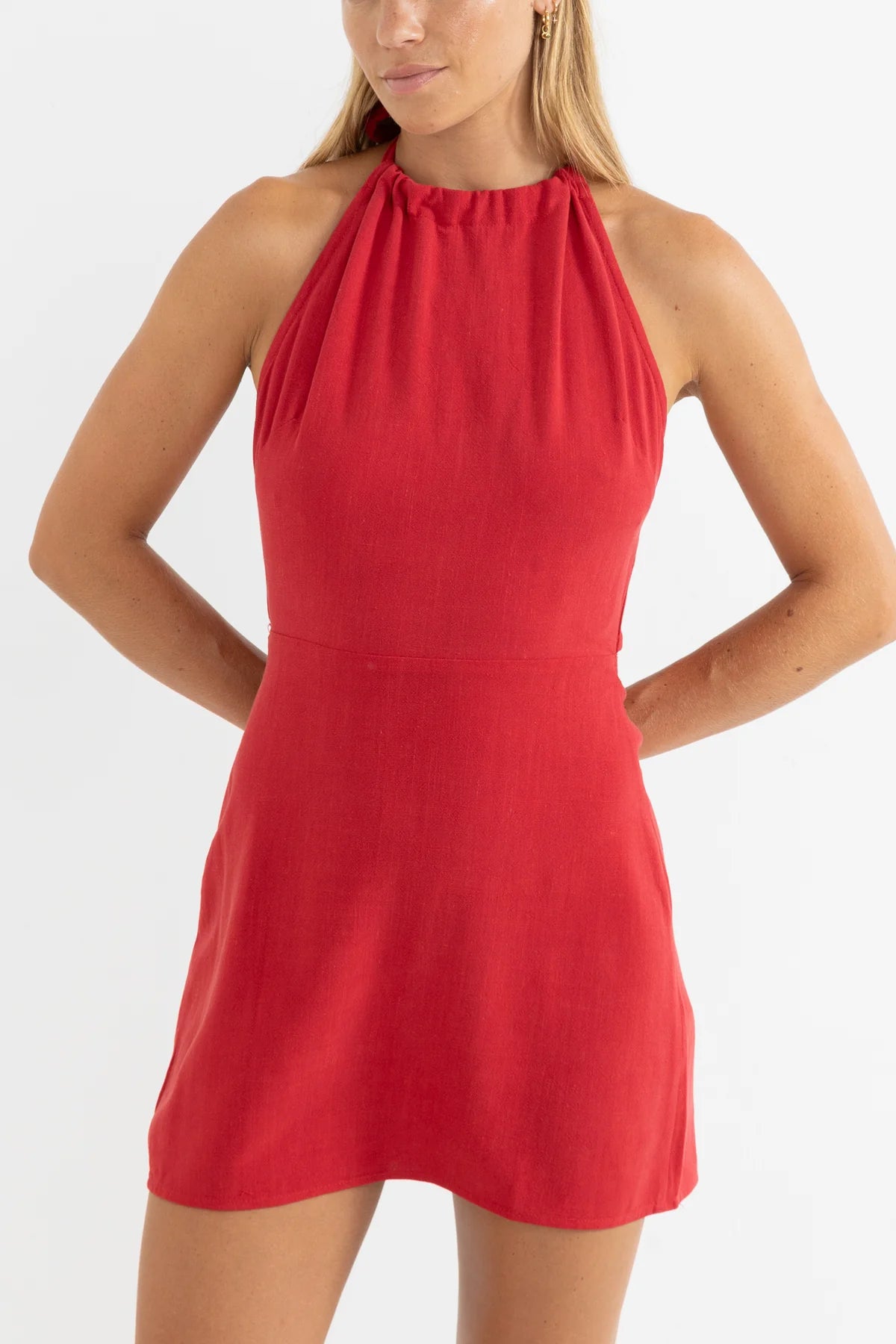 Rhythm Nadia Halter Mini Dress Fire