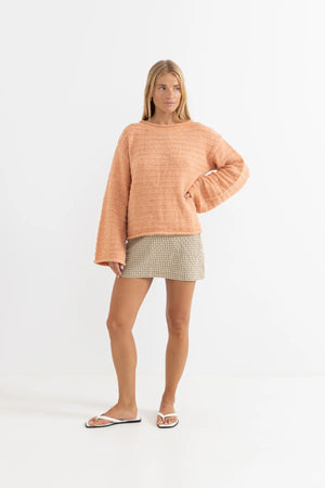 Rhythm Luca Check Mini Skirt Natural