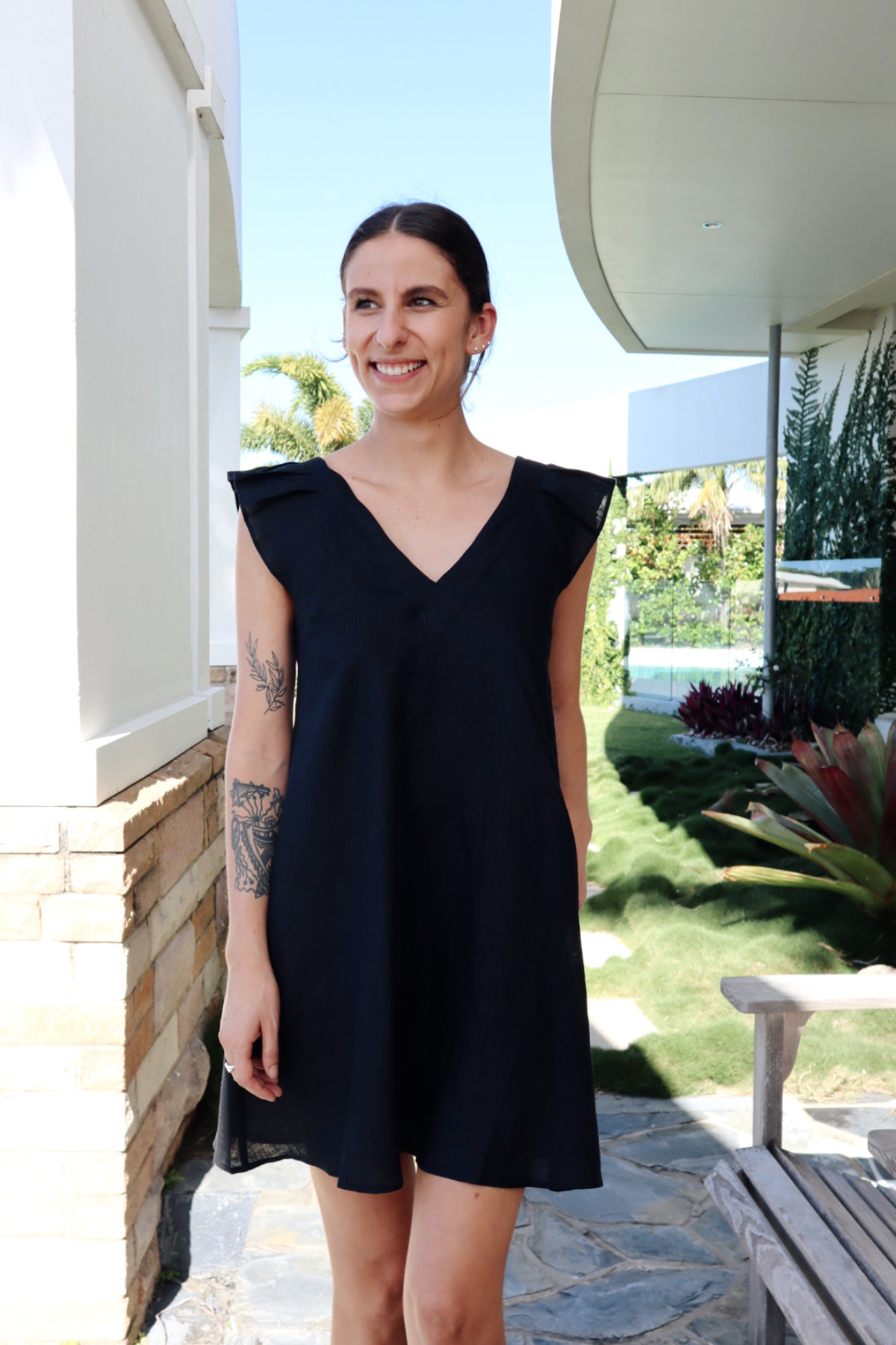 Eb & Ive Nala Short linen Dress black