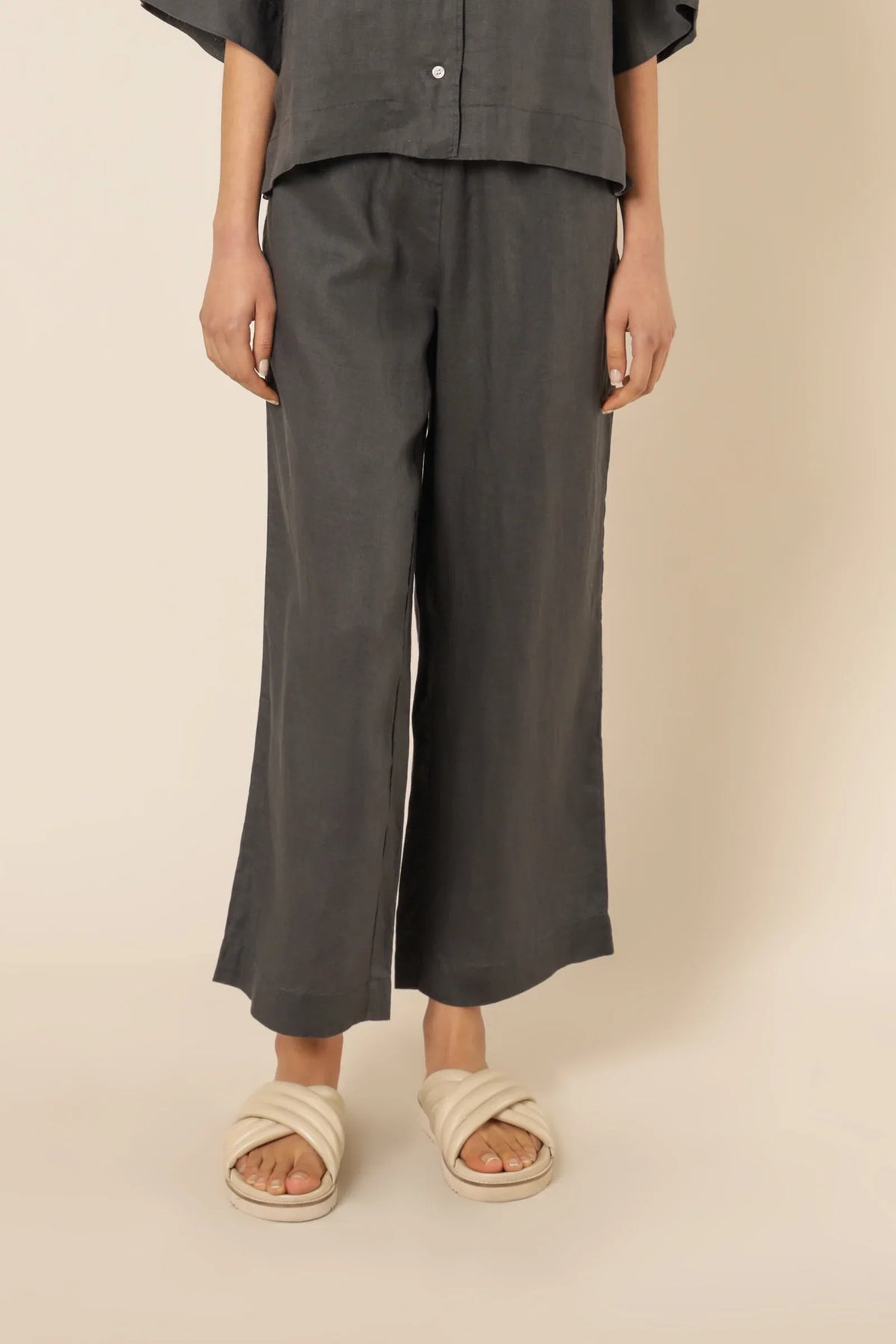Nude Lucy Lounge Linen Crop Pant Coal