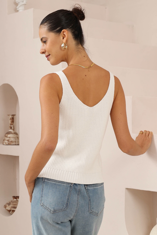 Iris Maxi Knit Cami White - Goddess Noosa