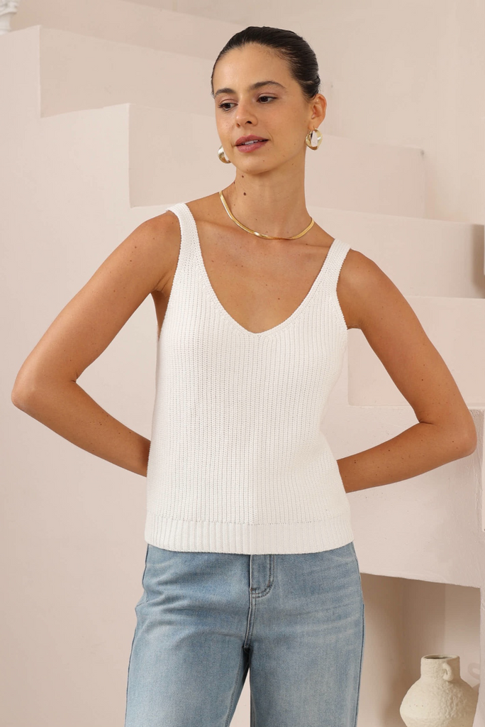 Iris Maxi Knit Cami White - Goddess Noosa