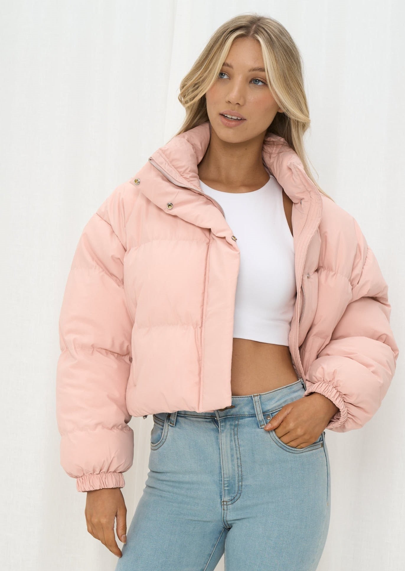 Iris Maxi Short Puffer Jacket Pink