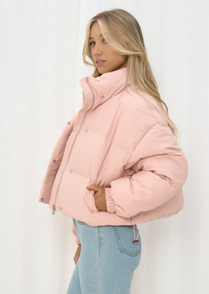 Iris Maxi Short Puffer Jacket Pink