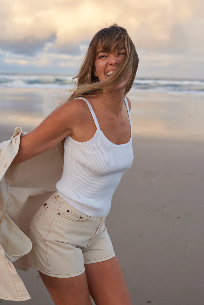 Rhythm Yumi Knit Top White