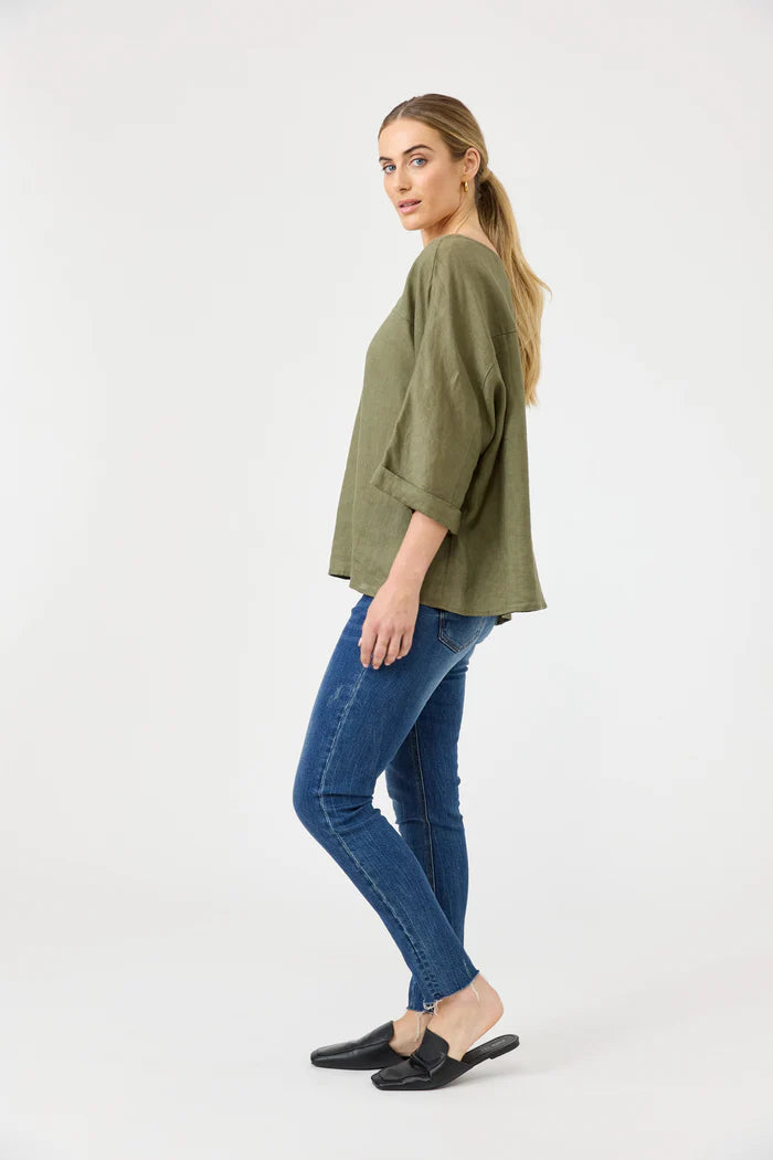 Eb & Ive Studio Relaxed Top Khaki