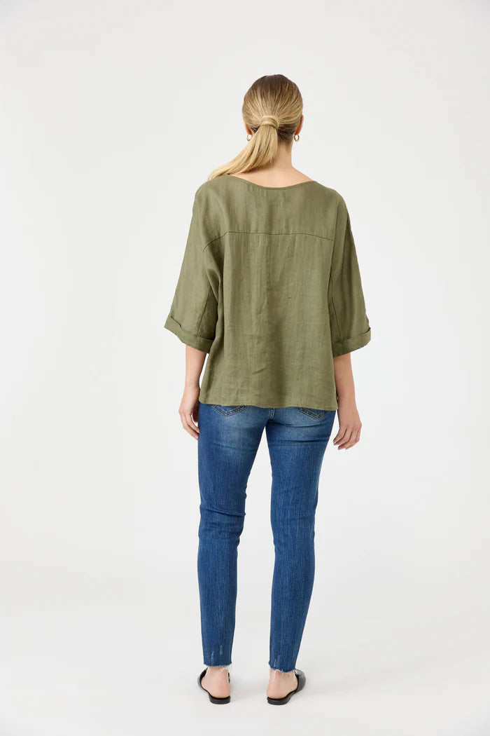 Eb & Ive Studio Relaxed Top Khaki