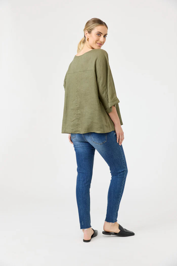 Eb & Ive Studio Relaxed Top Khaki