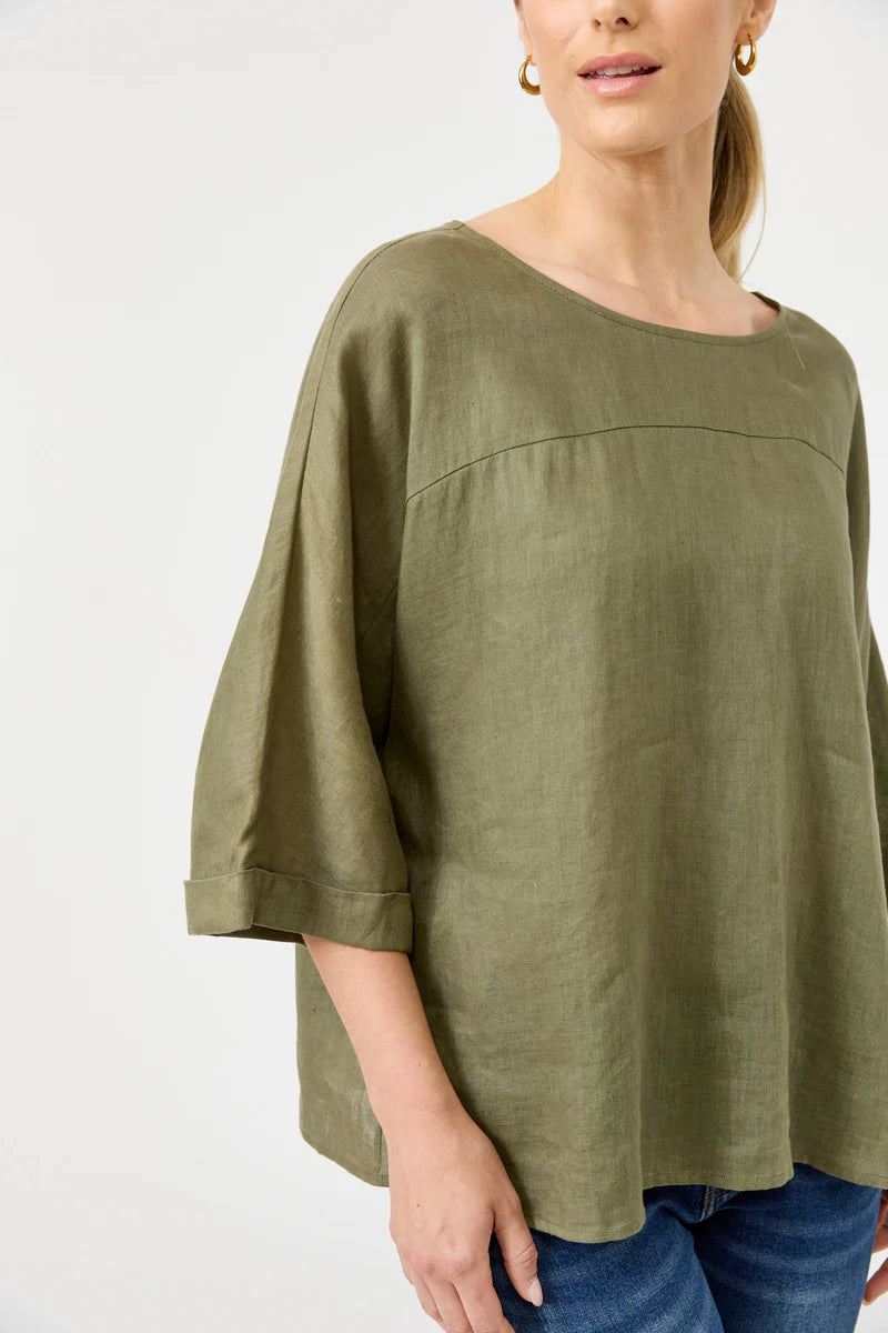 Eb & Ive Studio Relaxed Top Khaki