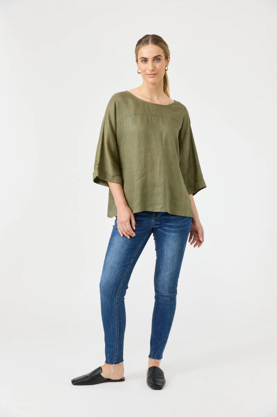 Eb & Ive Studio Relaxed Top Khaki