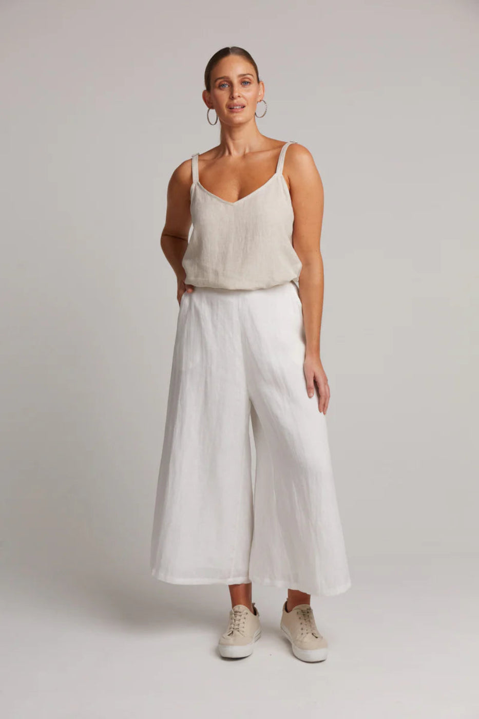 Eb & Ive Studio Crop Linen  Pant Salt