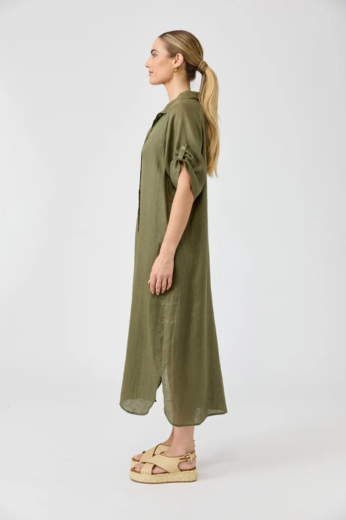 Eb & Ive Studio Shirt Dress Khaki