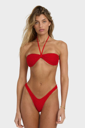 Billabong Twisted Tides Hlter Bndu Bikini Top Red Aloha