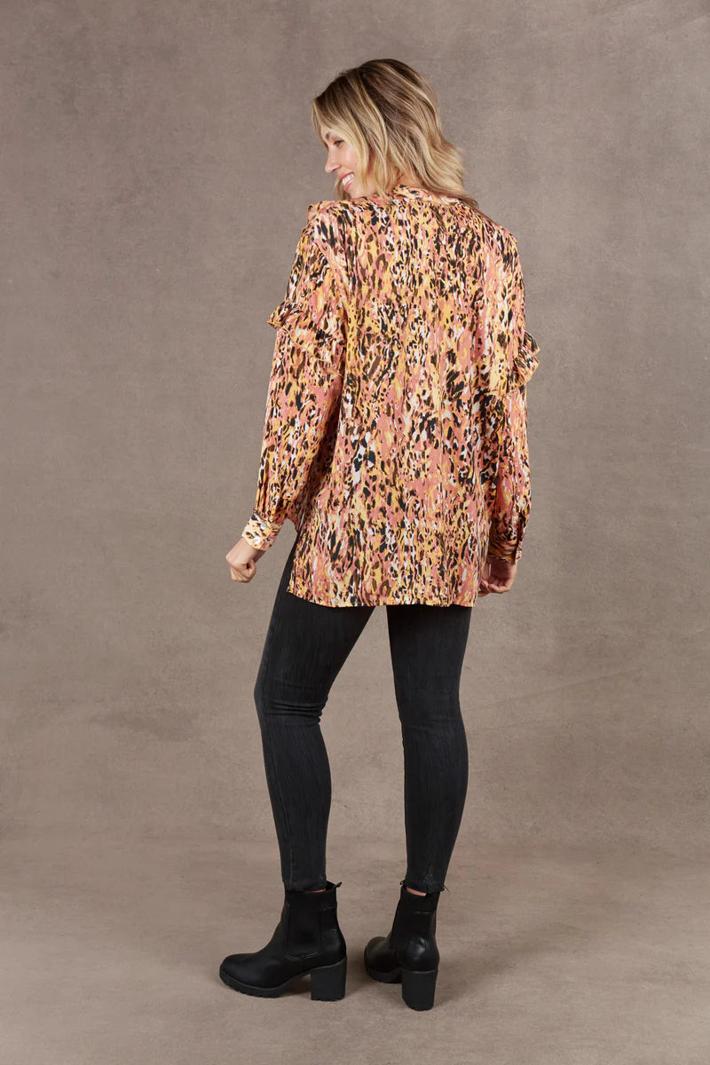 Eb & Ive Mayan Frill Blouse Ochre