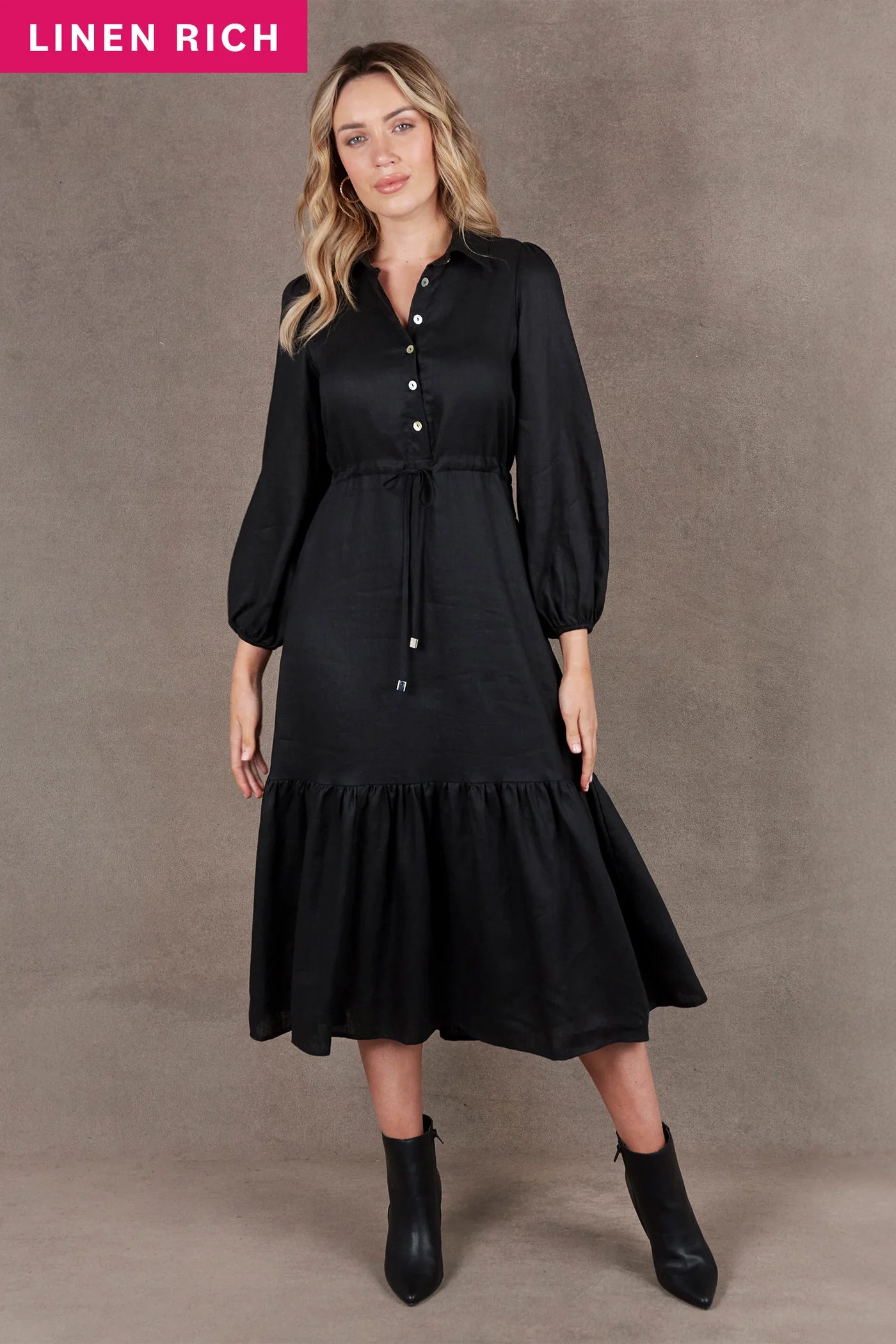 eb and ive linen dress Eb & Ive Nama Shirt Dress Ebony