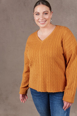 Eb & Ive Alawa Cable Knit Ochre