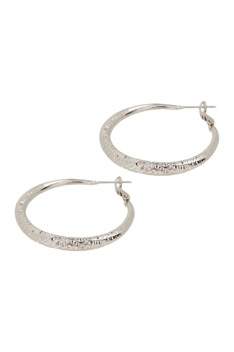 Eb & Ive Norse Textured Hoop Earring Silver