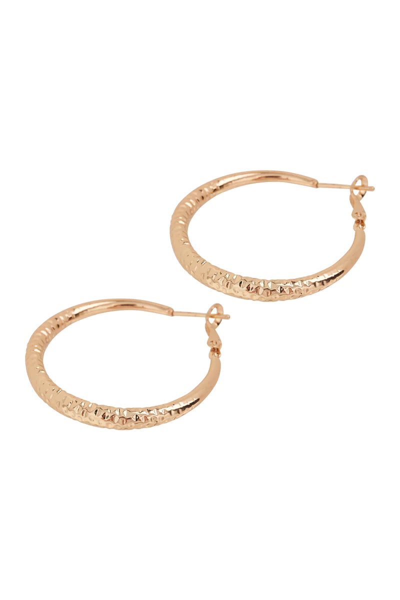Eb & Ive Norse Textured Hoop Earring Gold