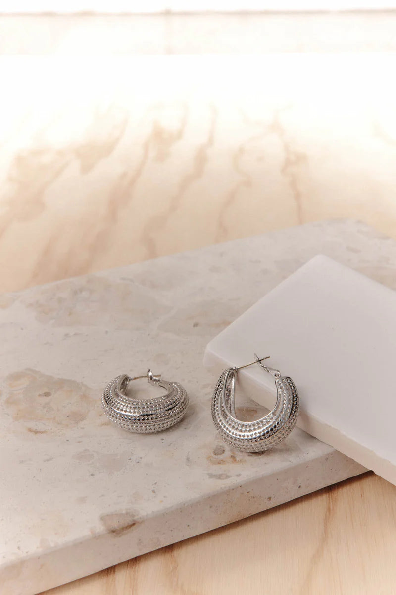 Eb & Ive Eden Silver Hoop Earring Mesh