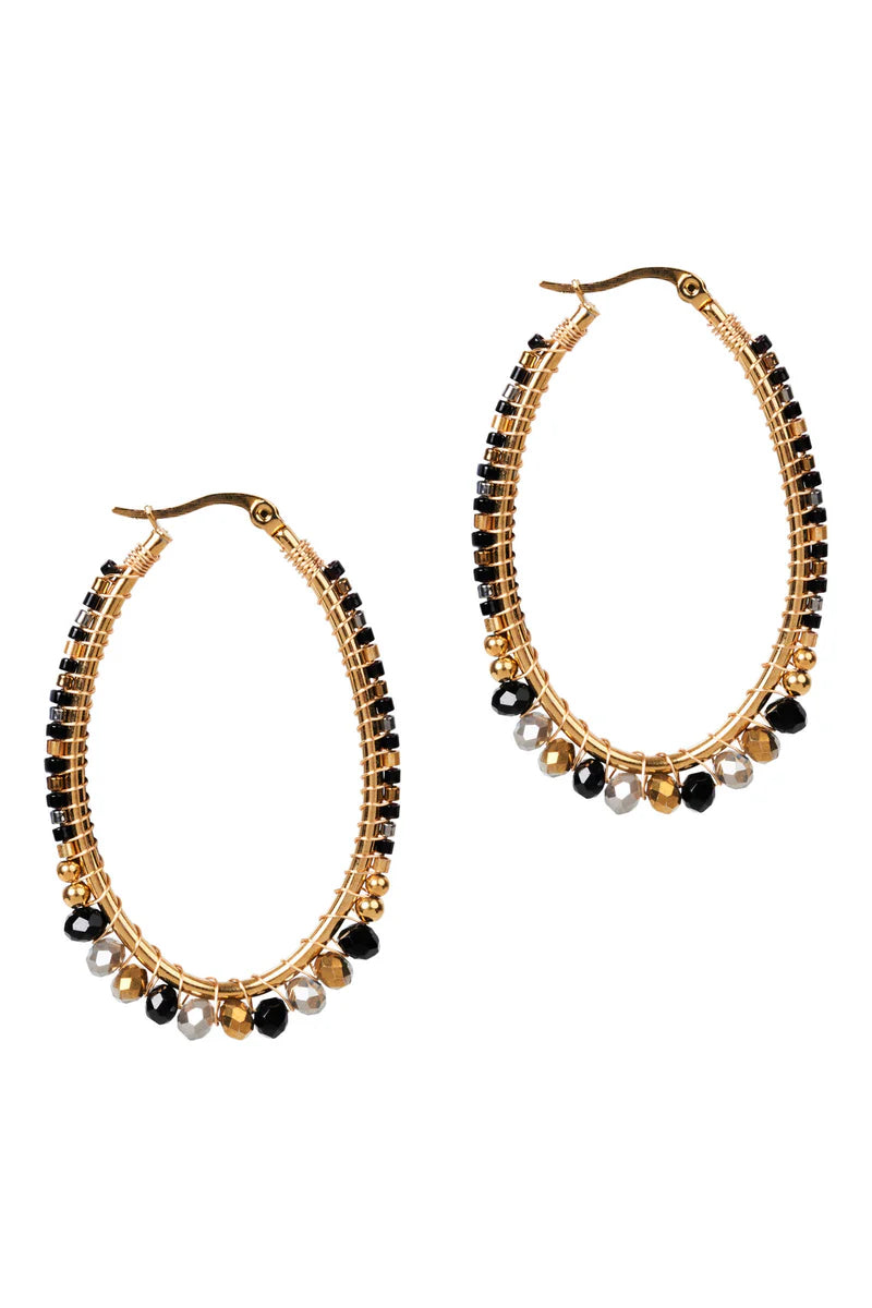 Eb & Ive Manta Hoop Earring Black