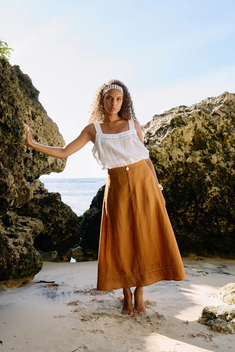 Eb & Ive Miramar Maxi Skirt Caramel