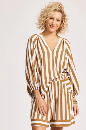 Eb & Ive Treville Stripe Blouse Caramel