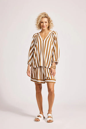 Eb & Ive Treville Stripe Blouse Caramel