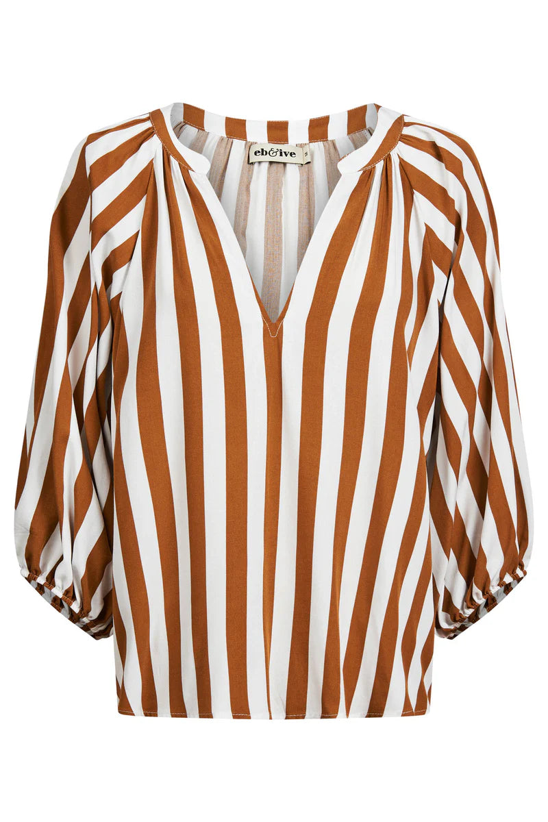 Eb & Ive Treville Stripe Blouse Caramel