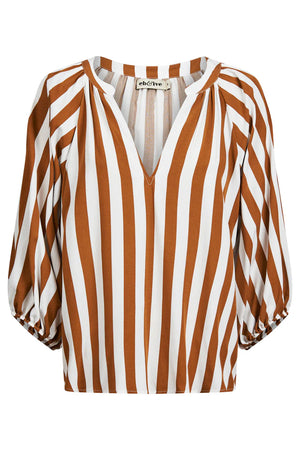Eb & Ive Treville Stripe Blouse Caramel