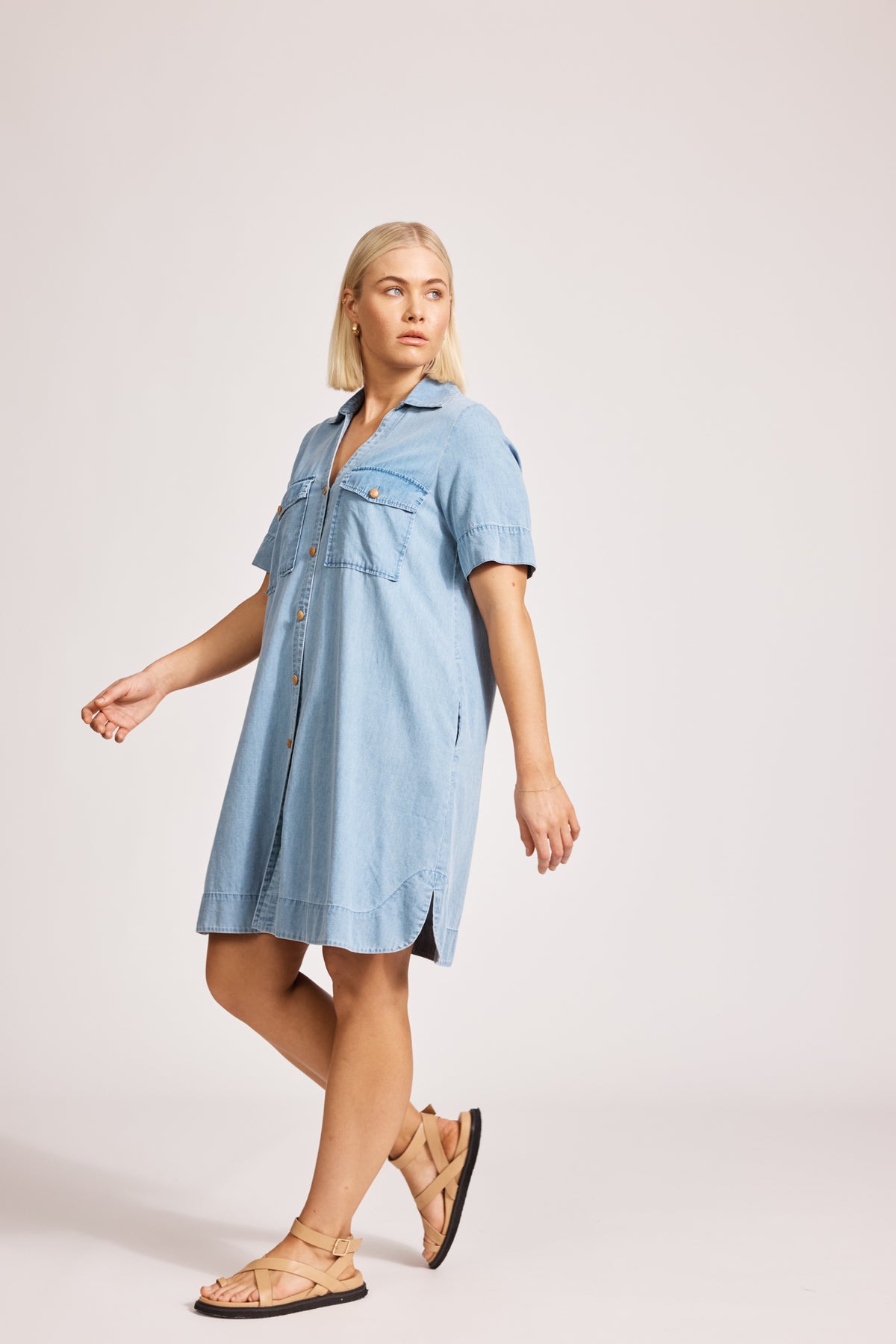 Eb & Ive Melenia Denim Shirt Dress Denim