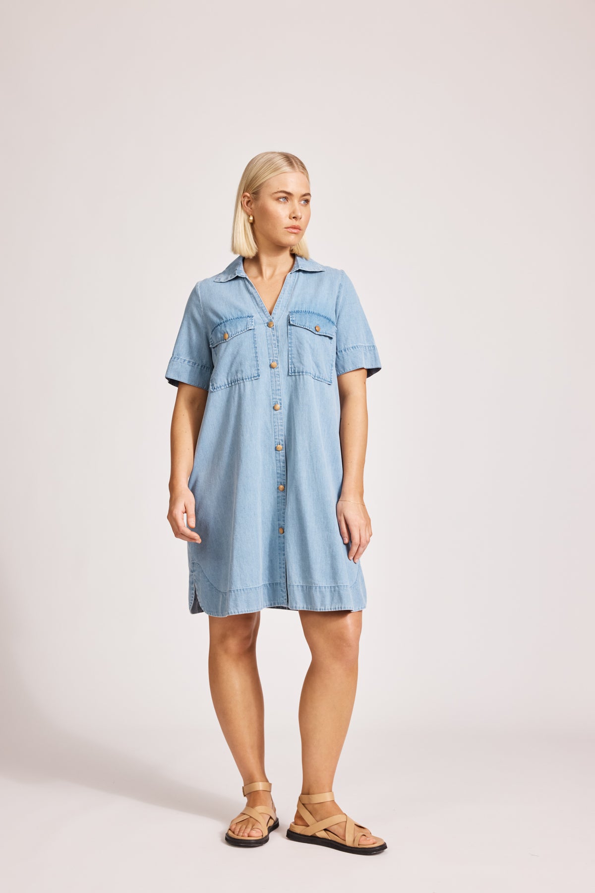 Eb & Ive Melenia Denim Shirt Dress Denim