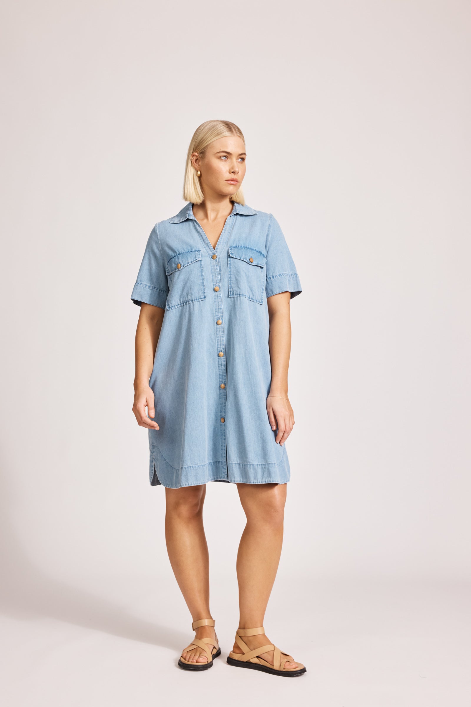 Eb & Ive Melenia Denim Shirt Dress Denim