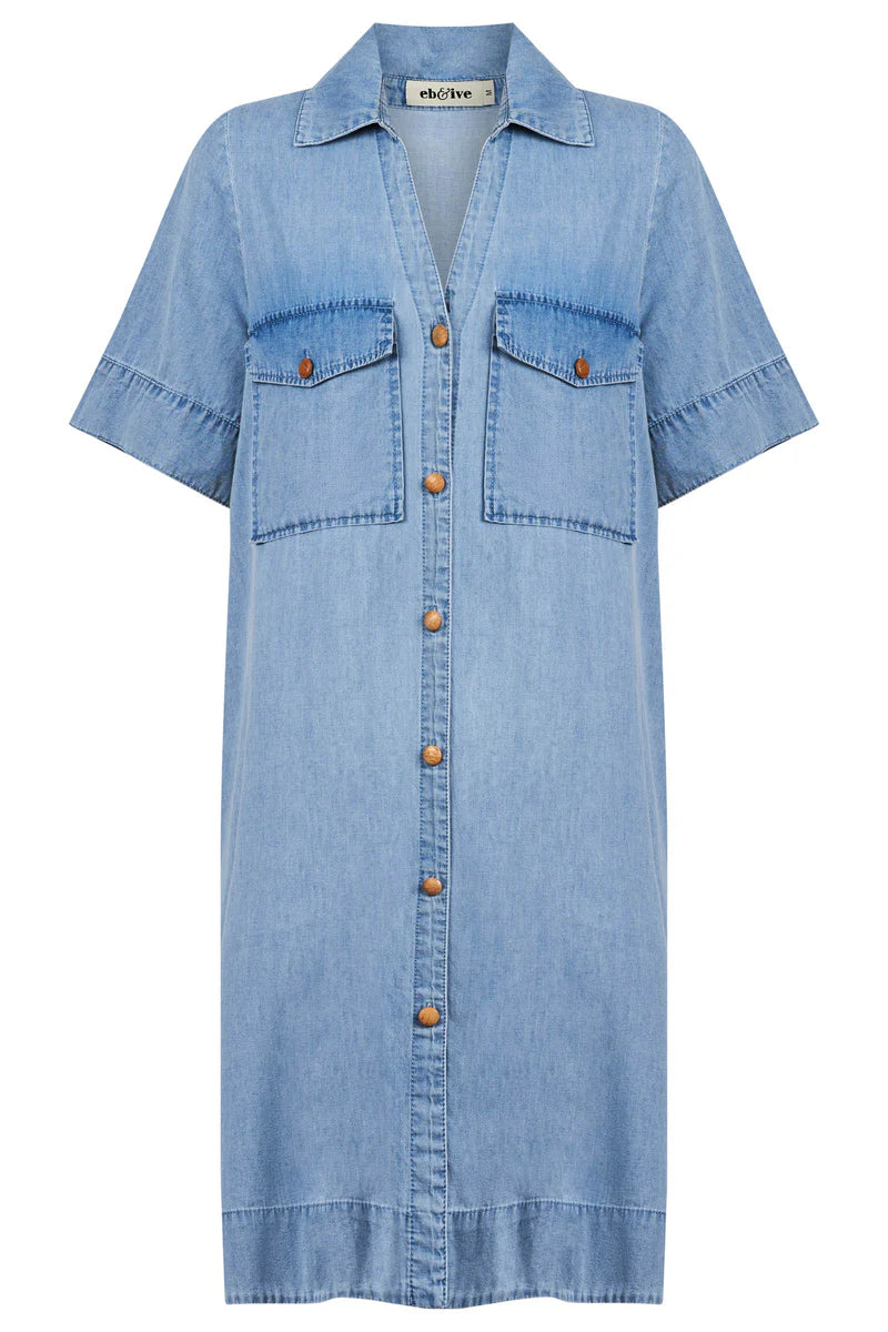 Eb & Ive Melenia Denim Shirt Dress Denim