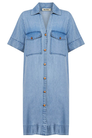 Eb & Ive Melenia Denim Shirt Dress Denim