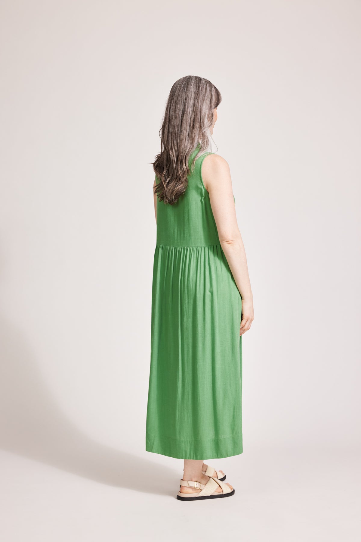 Eb & Ive Alesia Sleeveless Shirt Dress Jade
