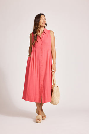 Eb & Ive Alesia Sleeveless Shirt Dress Melon