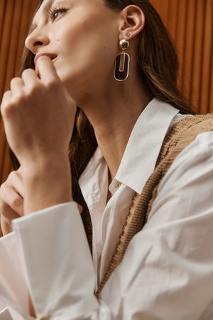 Eb & Ive Amira Oval Earring Mahogany