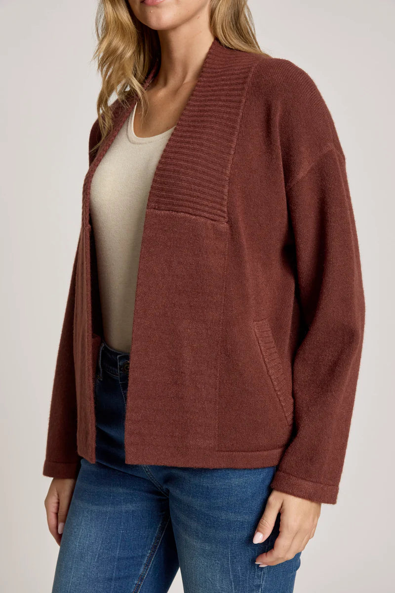 Eb & Ive Samira Crop Cardigan Mahogany